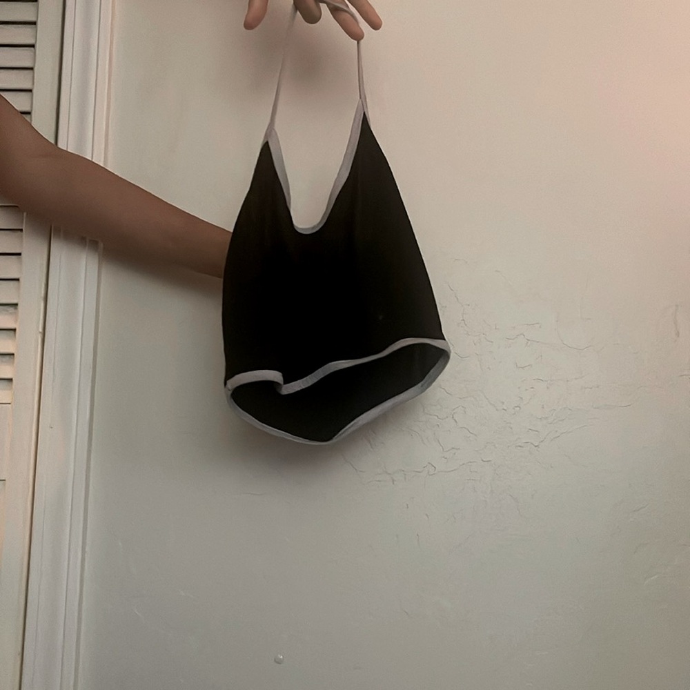 Black crop top with white trim